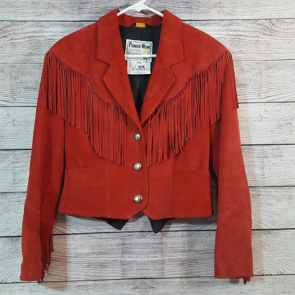 Pioneer Wear Suede Leather Fringe Jacket, size 6